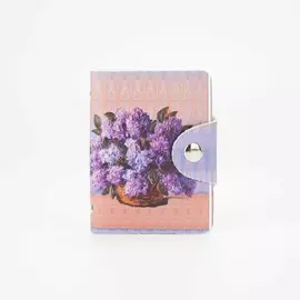 Визитница на кнопке, 20 карт, цвет фиолетовый