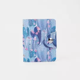 Визитница на кнопке, 28 карт, цвет голубой