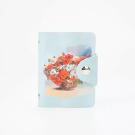 Визитница на кнопке, 20 карт, цвет голубой