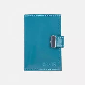 Визитница на кнопке, 18 карт, цвет бирюзовый