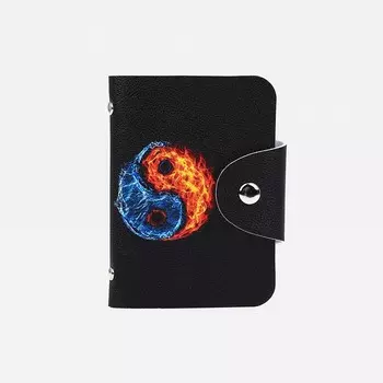 Визитница на кнопке, 24 карты, цвет черный