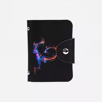 Визитница на кнопке, 24 карты, цвет черный