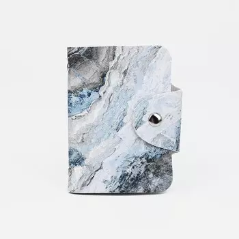 Визитница на кнопке, 24 карты, с принтом, голубая