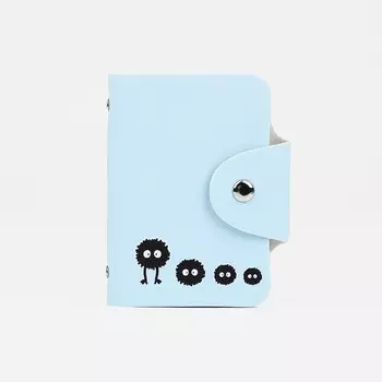 Визитница на кнопке, 24 карты, цвет голубой