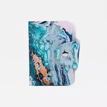 Визитница на кнопке, 24 карты, цвет изумрудный