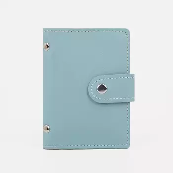 Визитница на кнопке, 26 карт, однотонная, бирюзовая