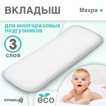 Вкладыш в многоразовый подгузник 3-х слойный, махра