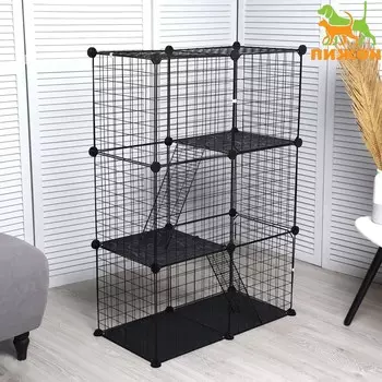 Вольер 24 секции с полками текстильными, металлический, черный, 21021035 см, (3535)