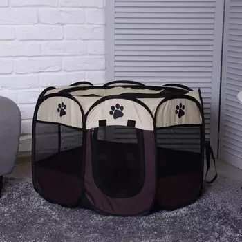 Вольер для животных, тентовый, 8 стенок, 68 х 45 см, коричневый