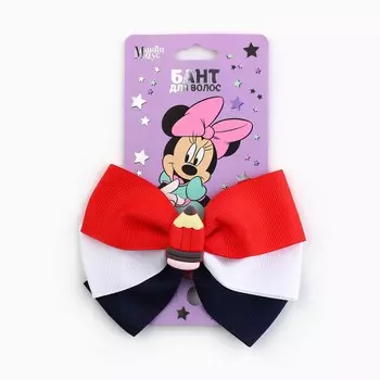 Бант для волос на заколке школьный, 11.5 см, минни маус