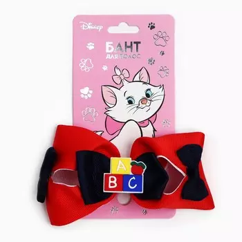 Бант для волос на заколке школьный, 11.5 см, кошечка мари