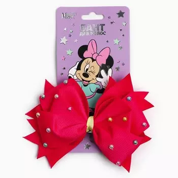 Бант для волос на заколке школьный, 12 см, минни маус