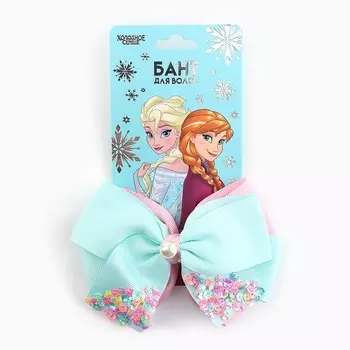 Бант для волос на заколке школьный, 12.5 см, холодное сердце