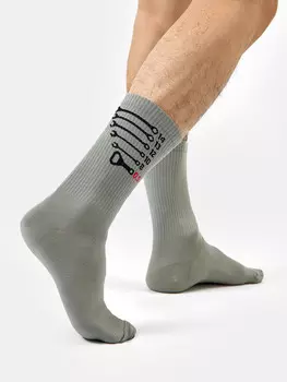 Высокие носки мужские зеленые с рисунком