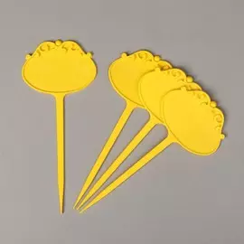 Таблички садовые для маркировки, фигурные, 15 см, набор 10 шт., пластик, жёлтые, greengo
