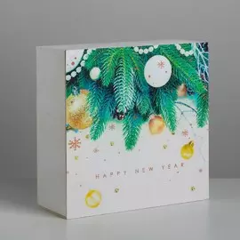 Ящик деревянный happy new year, 25 × 25 × 10 см