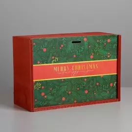 Ящик деревянный merry christmas, 20 × 30 × 12 см