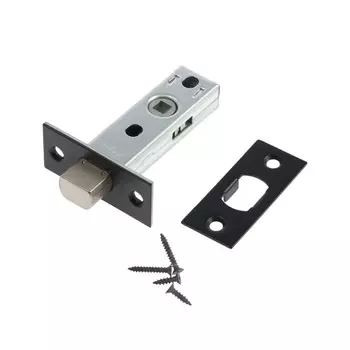 Задвижка дверная межкомнатная lockland zdm1bl, цвет черный, стальной язычок