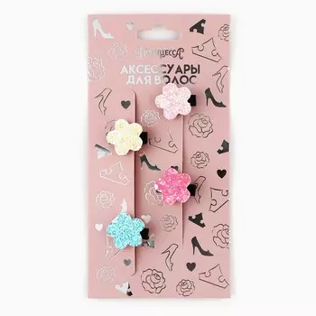 Заколки для волос с блестками, набор 4 шт., 2 см,