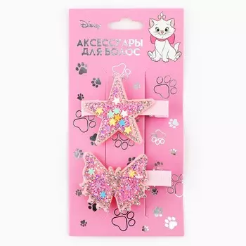 Заколка для волос, бабочка, звезда, 2 шт, 5.5 см, коты аристократы