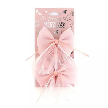 Заколка для волос, бант 7.5 см, 2 шт. принцессы
