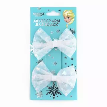 Заколка для волос белый бант, набор, 2 шт., 7.5 см, холодное сердце