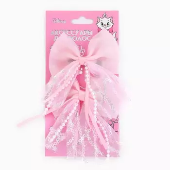 Заколка для волос, зажим с блестками, бант 7.5 см, 2 шт, коты аристократы