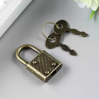 Замочек с ключиком для шкатулки металл набор 5 шт с286 бронза 3,1х1,7 см