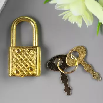 Замочек с ключиком для шкатулки металл набор 5 шт с286 золото 3,1х1,7 см