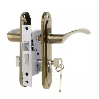 Замок врезной lockland rd003, с ручкой, 3 ключа, цвет бронза