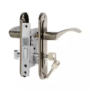 Замок врезной lockland rd004, с ручкой, 3 ключа, цвет черный никель