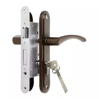 Замок врезной lockland rd007, с ручкой, цвет коричневый