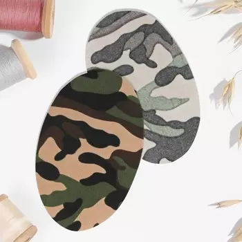 Заплатки для одежды, 15,5 9,5 см, термоклеевые, пара, цвет камуфляж