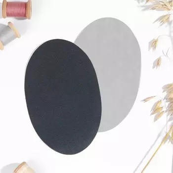 Заплатки для одежды, 15,5 9,5 см, термоклеевые, пара, цвет темно-серый