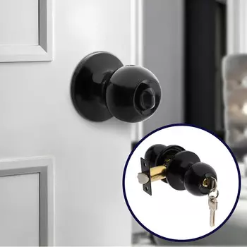 Защелка 1303, с ключом, глянцевая, черная