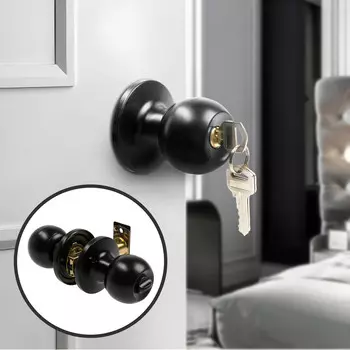 Защелка 1303, с ключом, матовая, черная