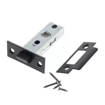 Защелка дверная межкомнатная lockland zkm2bl, цвет черный, пластиковый язычок