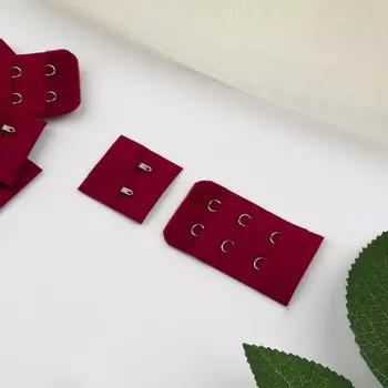 Застежка для бюстгальтера, 3 ряда 2 крючка, 33 см, 35 см, 10 шт., бордовая