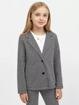 Жакет для девочек в черно-белую клетку