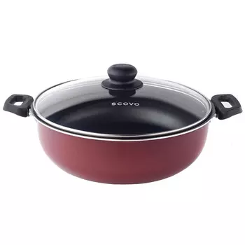 Жаровня 26см 2 ручки стеклянная крышка