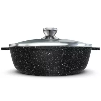 Жаровня 4,0л стеклянная крышка индукция Гранит