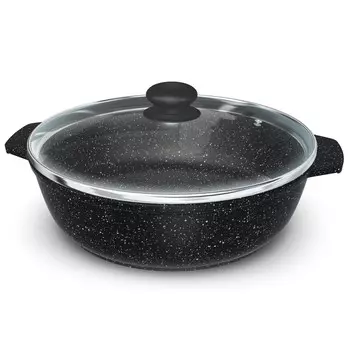 Жаровня 5,0л стеклянная крышка Черный гранит