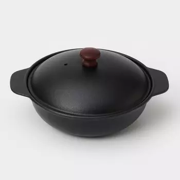 Жаровня чугунная, 2 л, d=24 см, чугунная крышка, черная