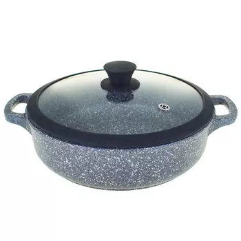 Жаровня литая 26см силиконовая крышка Мрамор