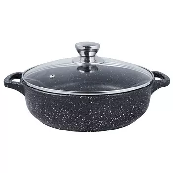 Жаровня литая 26см стеклянная крышка Гранит плюс