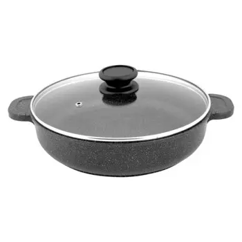 Жаровня литая 30см стеклянная крышка Антрацит