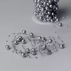 Жемчуг на леске, 3/8 мм, 9±0.5 м, серый