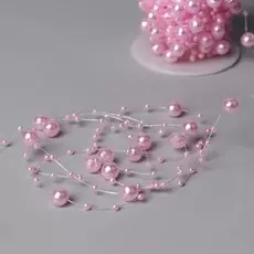 Жемчуг на леске, 3/8 мм, 9±0.5 м, розовый