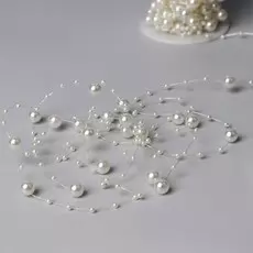 Жемчуг на леске, 3/8 мм, 9±0.5 м, цвет молочный