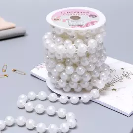 Жемчуг на нитях, 14 мм, 4,5 ± 1 м, цвет белый